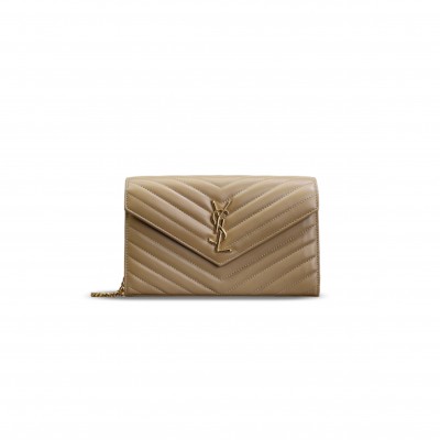 YSL CASSANDRE MATELASSÉ CHAIN WALLET IN LAMBSKIN 377828 (22.5*14*4cm)